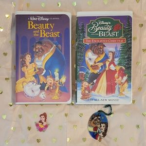 Disney's Beauty & The Beast◇ and The Enchanted Christmas VHS w/Ornament & More!